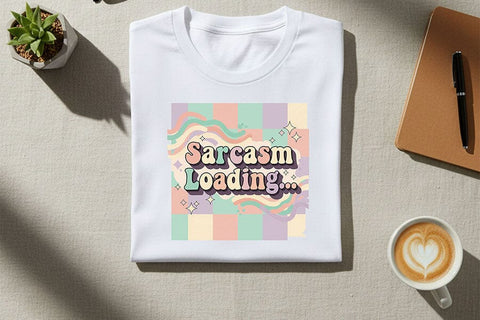 Sarcasm Loading Png, Retro Pastel Funny Quote Clipart, Aesthetic Sublimation Design, Cute Checkered Background Png for Shirts & Stickers SVG TiffsCraftyCreations 