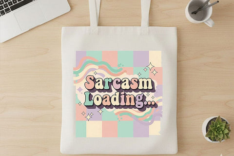 Sarcasm Loading Png, Retro Pastel Funny Quote Clipart, Aesthetic Sublimation Design, Cute Checkered Background Png for Shirts & Stickers SVG TiffsCraftyCreations 