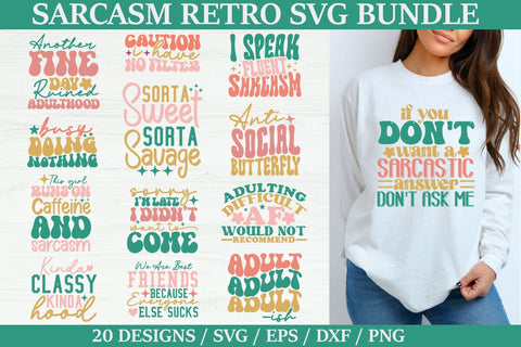 Sarcasm Retro SVG Bundle ,Sarcasm Retro Design, Sarcasm Quotes SVG akazaddesign 