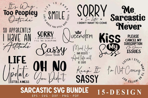 Sarcasm SVG PNG Bundle | Sassy Sarcastic Quote Sublimation Designs | Funny Svg Bundle | Sarcastic Sayings Svg Bundle | Sarcastic Quotes Svg SVG FiveStarCrafting 