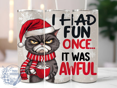 Sarcastic Cat Tumbler, Christmas Cat Design, Sublimation PNG, Holiday Humor, Funny Gift, 20 oz Tumbler, Cat Lover Gift, Festive Saying Sublimation ToriDesigns 