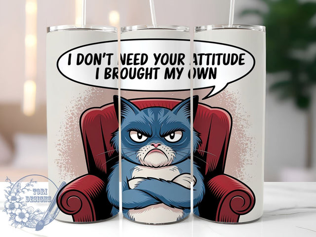 Sarcastic Cat Tumbler, Funny Cat Design, Sublimation PNG, Cat Lover Gift, Humor Art, 20 oz Tumbler, Quirky Saying, Pet Owner Gift Sublimation ToriDesigns 