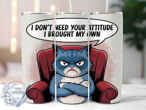 Sarcastic Cat Tumbler, Funny Cat Design, Sublimation PNG, Cat Lover Gift, Humor Art, 20 oz Tumbler, Quirky Saying, Pet Owner Gift Sublimation ToriDesigns 