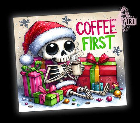 Sarcastic Christmas, Coffee First, 20oz Tumbler, Holiday PNG, Funny Tumbler, Xmas Humor, Drinkware Design, Sublimation Wrap Sublimation SvggirlplusArt 