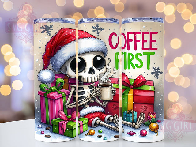 Sarcastic Christmas, Coffee First, 20oz Tumbler, Holiday PNG, Funny Tumbler, Xmas Humor, Drinkware Design, Sublimation Wrap Sublimation SvggirlplusArt 