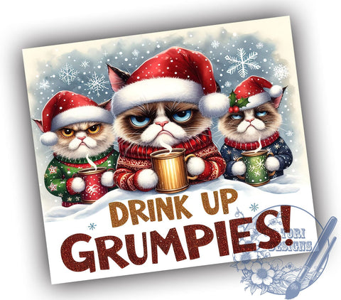 Sarcastic Christmas, Grumpy Cats, Tumbler Design, Sublimation PNG, 20 oz Tumbler, Funny Cat Gift, Holiday Drinkware, Cat Lover Gift Sublimation ToriDesigns 