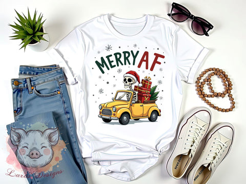 Sarcastic Christmas, Merry AF, Skeleton PNG, Sublimation Design, Holiday Humor, Digital Download, Funny Christmas, Skeleton Art Sublimation Lara' s Designs 