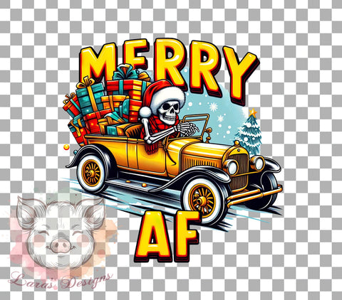 Sarcastic Christmas, Merry AF, Skeleton PNG, Sublimation Design, Holiday Humor, Digital Download, Funny Christmas, Skeleton Art Sublimation Lara' s Designs 