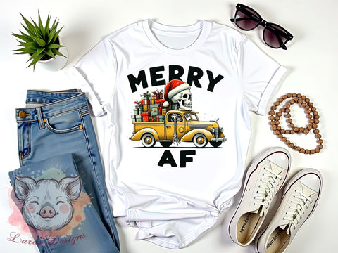 Sarcastic Christmas, Merry AF, Skeleton PNG, Sublimation Design, Holiday Humor, Digital Download, Funny Christmas, Skeleton Art Sublimation Lara' s Designs 