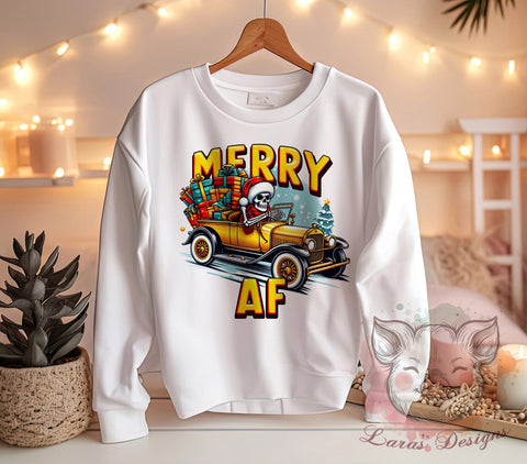 Sarcastic Christmas, Merry AF, Skeleton PNG, Sublimation Design, Holiday Humor, Digital Download, Funny Christmas, Skeleton Art Sublimation Lara' s Designs 