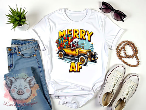 Sarcastic Christmas, Merry AF, Skeleton PNG, Sublimation Design, Holiday Humor, Digital Download, Funny Christmas, Skeleton Art Sublimation Lara' s Designs 
