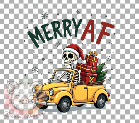 Sarcastic Christmas, Merry AF, Skeleton PNG, Sublimation Design, Holiday Humor, Digital Download, Funny Christmas, Skeleton Art Sublimation Lara' s Designs 