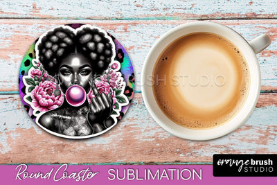 Sarcastic Coaster Sublimation - Sassy Girl Round Coaster Sublimation OrangeBrushStudio 