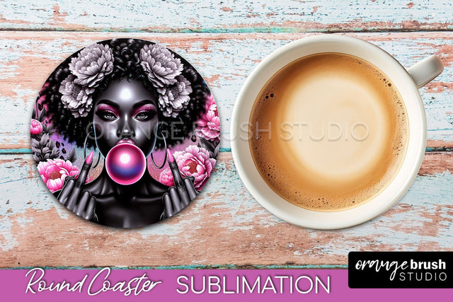 Sarcastic Coaster Sublimation - Sassy Girl Round Coaster Sublimation OrangeBrushStudio 