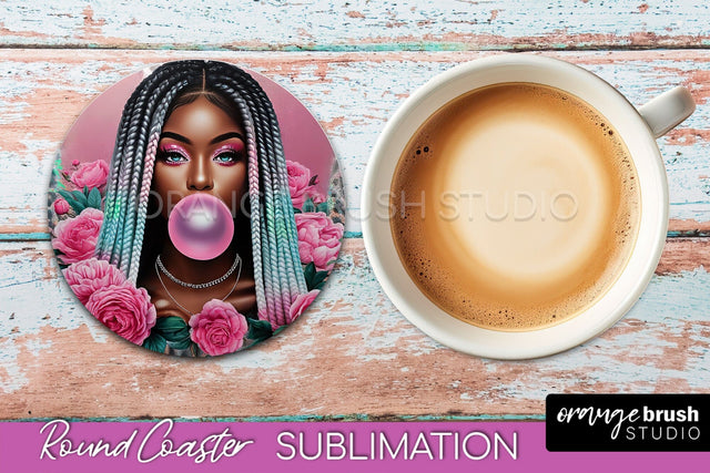 Sarcastic Coaster Sublimation - Sassy Girl Round Coaster Sublimation OrangeBrushStudio 