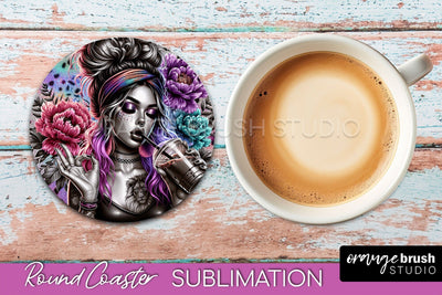 Sarcastic Coaster Sublimation - Sassy Girl Round Coaster Sublimation OrangeBrushStudio 