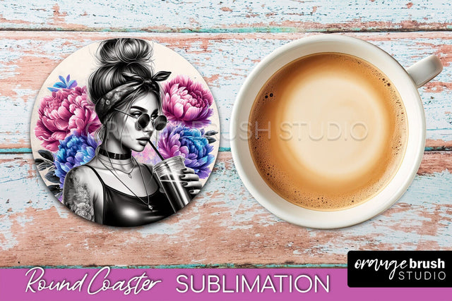 Sarcastic Coaster Sublimation - Sassy Girl Round Coaster Sublimation OrangeBrushStudio 