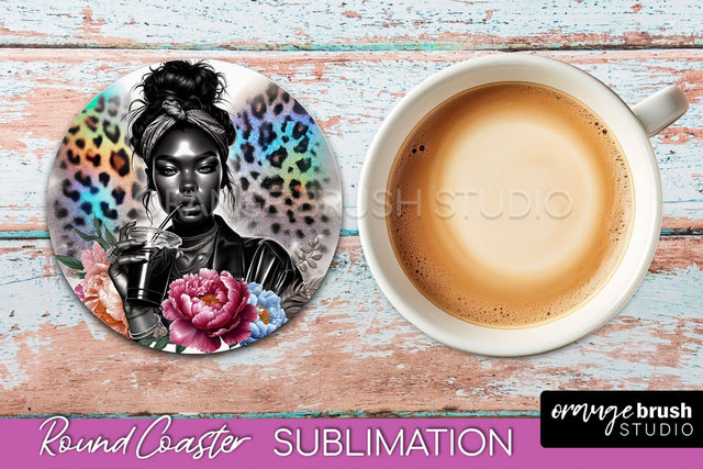 Sarcastic Coaster Sublimation - Sassy Girl Round Coaster Sublimation OrangeBrushStudio 