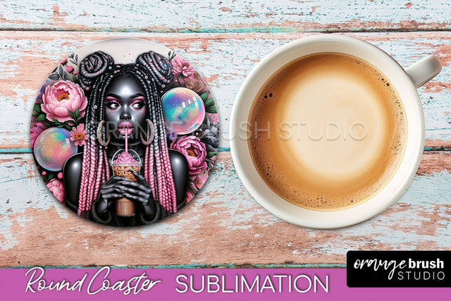 Sarcastic Coaster Sublimation - Sassy Girl Round Coaster Sublimation OrangeBrushStudio 