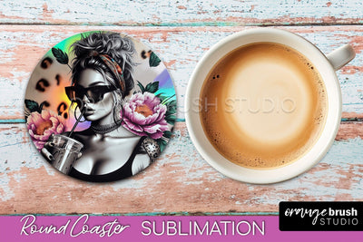 Sarcastic Coaster Sublimation - Sassy Girl Round Coaster Sublimation OrangeBrushStudio 