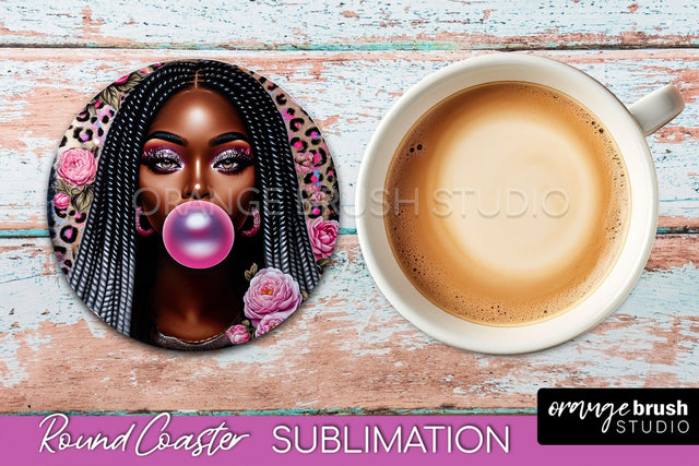Sarcastic Coaster Sublimation - Sassy Girl Round Coaster Sublimation OrangeBrushStudio 