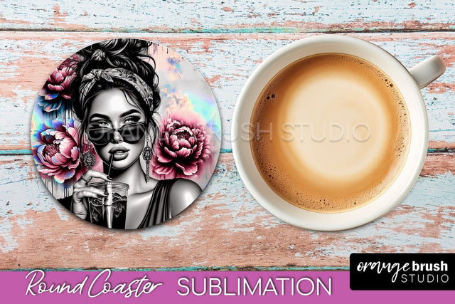Sarcastic Coaster Sublimation - Sassy Girl Round Coaster Sublimation OrangeBrushStudio 