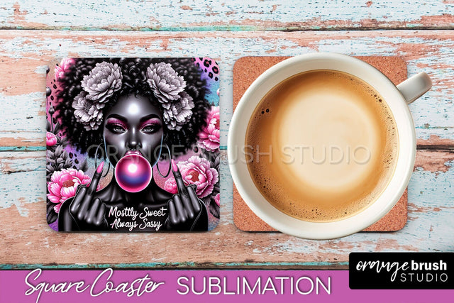 Sarcastic Coaster Sublimation - Sassy Girl Square Coaster Sublimation OrangeBrushStudio 