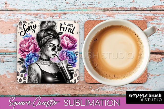 Sarcastic Coaster Sublimation - Sassy Girl Square Coaster Sublimation OrangeBrushStudio 