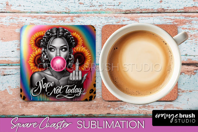 Sarcastic Coaster Sublimation - Sassy Girl Square Coaster Sublimation OrangeBrushStudio 