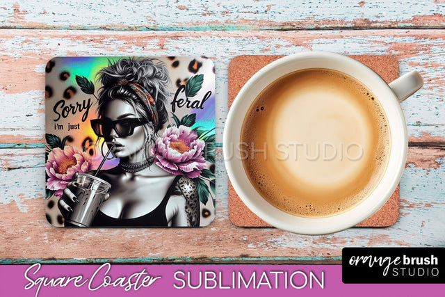 Sarcastic Coaster Sublimation - Sassy Girl Square Coaster Sublimation OrangeBrushStudio 