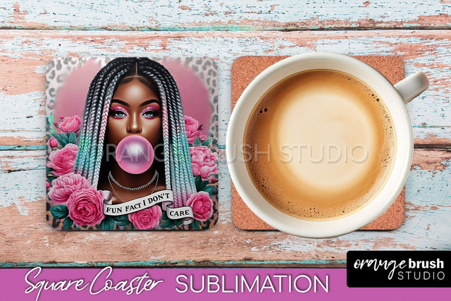 Sarcastic Coaster Sublimation - Sassy Girl Square Coaster Sublimation OrangeBrushStudio 