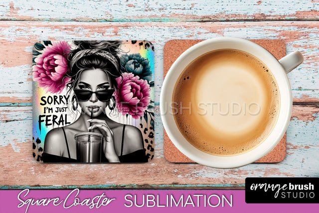 Sarcastic Coaster Sublimation - Sassy Girl Square Coaster Sublimation OrangeBrushStudio 