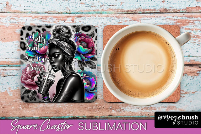 Sarcastic Coaster Sublimation - Sassy Girl Square Coaster Sublimation OrangeBrushStudio 