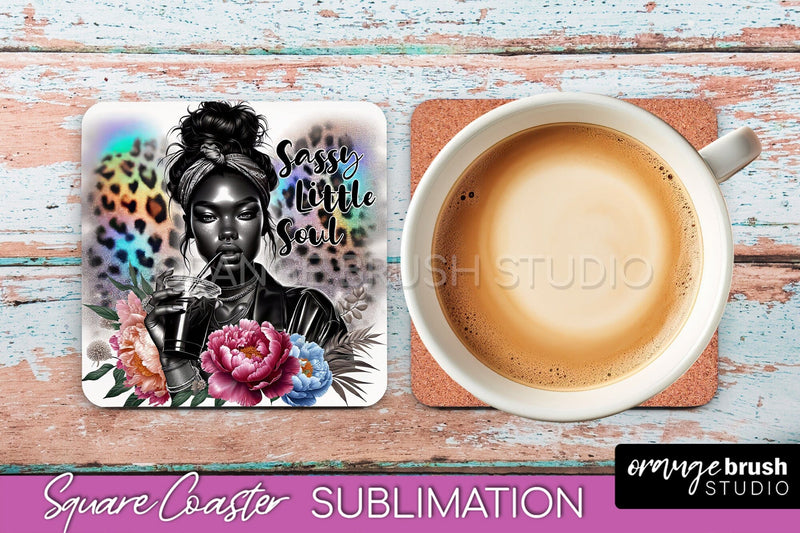 Sarcastic Coaster Sublimation - Sassy Girl Square Coaster Sublimation OrangeBrushStudio 