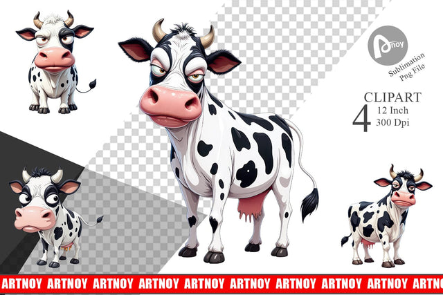 Sarcastic Cow Clipart Sublimation artnoy 