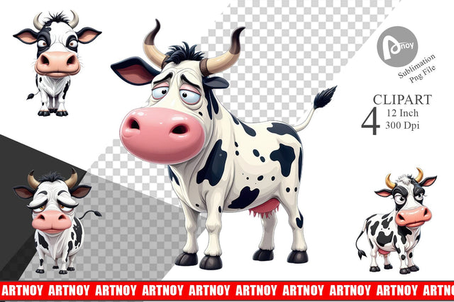 Sarcastic Cow Clipart Sublimation artnoy 