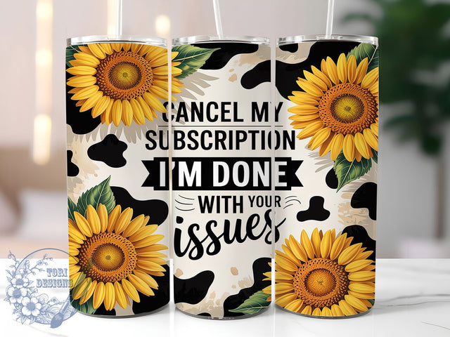 Sarcastic Cowhide Sunflower Tumbler, Sunflower Tumbler Design, Sarcastic Tumbler PNG, Western Sublimation Wrap, 20oz Tumbler Design, Funny Cowhide Wrap, Rustic Sunflower PNG Sublimation ToriDesigns 