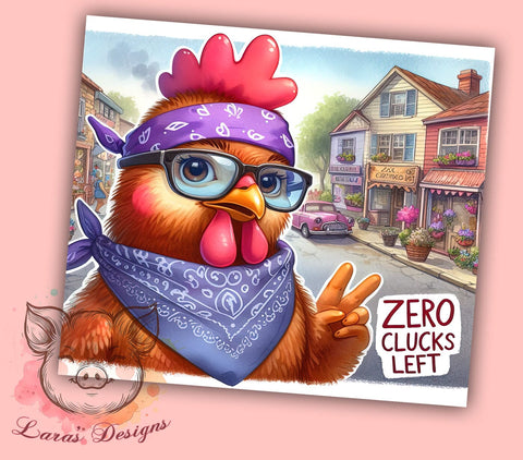 Sarcastic Funny 20oz Tumbler Png, Straight & Tapered Tumbler Png, Zero Clucks Left Tumbler Png, Digital Download PNG Sublimation Lara' s Designs 