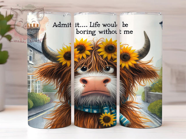 Sarcastic Funny Cow Quotes 20oz Tumbler Png, Straight & Tapered Tumbler Png, Sunflower Wood Floral Tumbler Png, Digital Download PNG Sublimation Lara' s Designs 