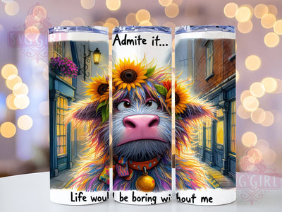 Sarcastic Funny Cow Quotes 20oz Tumbler Wrap Sublimation Design, Straight Tapered Tumbler Wrap, Cow Sunflower Tumbler Png, Instant Digital Download Sublimation SvggirlplusArt 