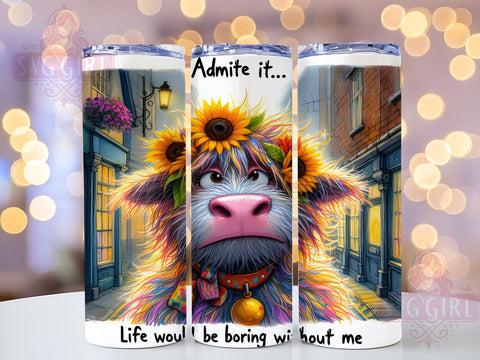 Sarcastic Funny Cow Quotes 20oz Tumbler Wrap Sublimation Design, Straight Tapered Tumbler Wrap, Cow Sunflower Tumbler Png, Instant Digital Download Sublimation SvggirlplusArt 