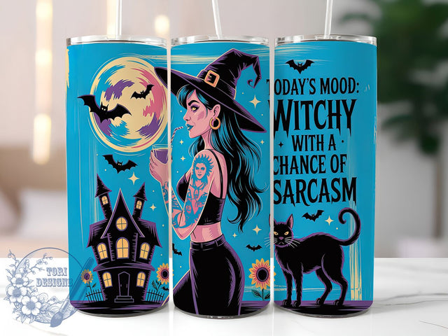 Sarcastic Funny Witchy Tumbler, Witchy With A Chance Of Sarcasm, Sarcastic Witch, Funny Witch Quote, Witchy Tumbler, 20oz Tumbler Wrap, Sublimation Design Sublimation ToriDesigns 