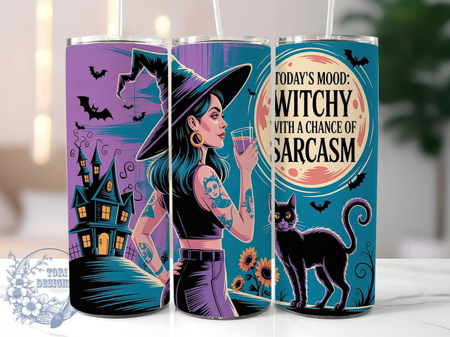 Sarcastic Funny Witchy Tumbler, Witchy With A Chance Of Sarcasm, Sarcastic Witch, Funny Witch Quote, Witchy Tumbler, 20oz Tumbler Wrap, Sublimation Design Sublimation ToriDesigns 