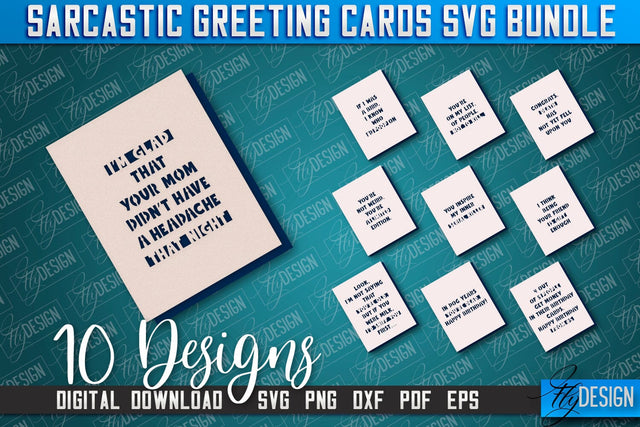 Sarcastic Greeting Card Bundle | Sassy Design | Funny & Sarcastic Adult Card | SVG File SVG Fly Design 