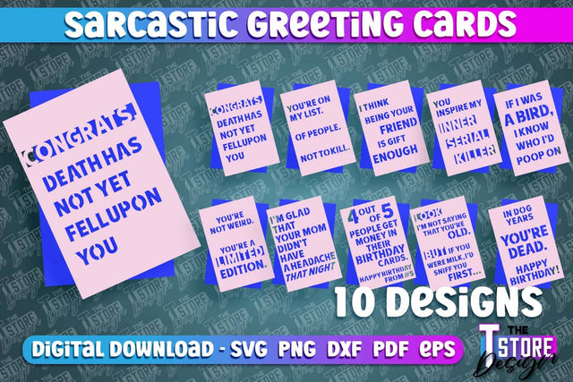 Sarcastic Greeting Card Bundle | Sassy Design | Funny & Sarcastic Adult Card | SVG File SVG The T Store Design 
