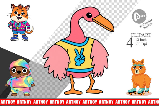 Sarcastic Groovy Critters Clipart Sublimation artnoy 