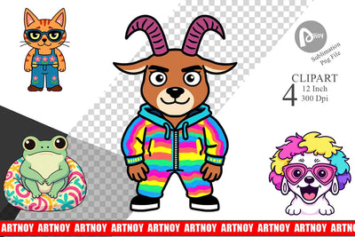 Sarcastic Groovy Critters Clipart Sublimation artnoy 