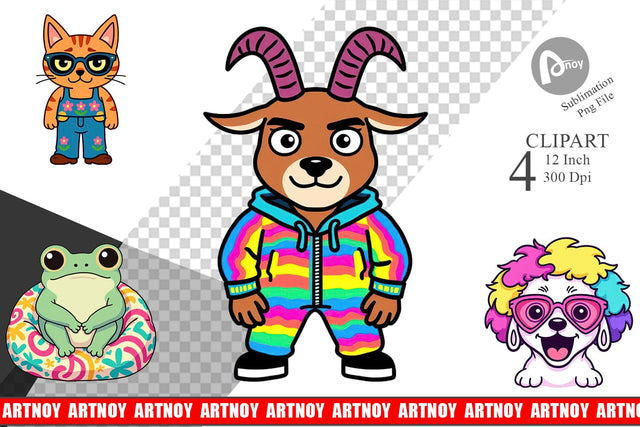 Sarcastic Groovy Critters Clipart Sublimation artnoy 