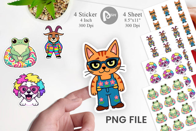 Sarcastic Groovy Critters Sticker Sublimation artnoy 