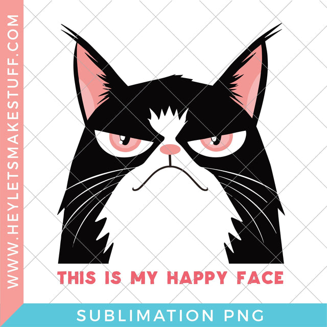 Sarcastic Happy Face Cat - Sublimation Sublimation Hey Let's Make Stuff 